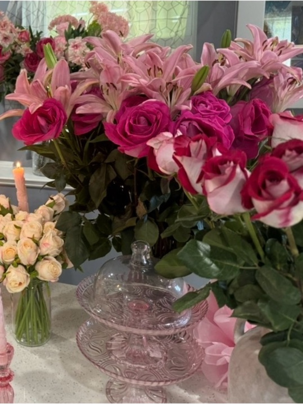 Bulk Assortment of Pink and White Realistic Floral Arrangement